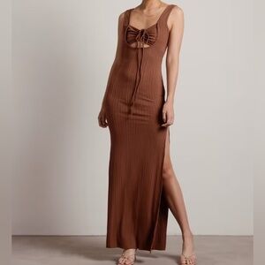 Beige Botany Brown Ribbed Texture Sleeveless Maxi Dress. NWOT